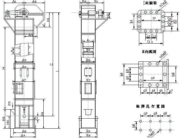 HL環(huán)鏈斗式提升機外形圖